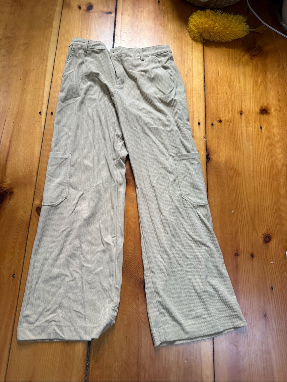 wild fable Men's Corduroy Wide-Leg Cargo Pants in Beige